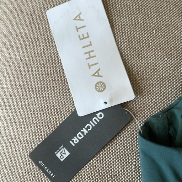 NWT Athleta Quickdri Rib Bra Cup Bikini Top - Green 36 B/C - Picture 6 of 7
